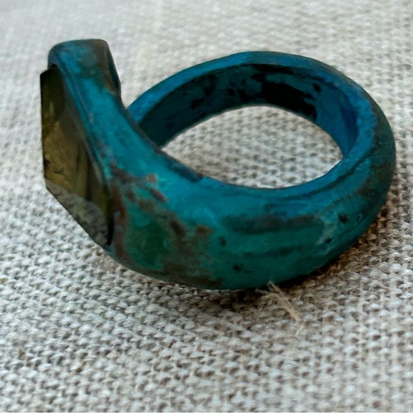 Robert Lee Morris Ring Faceted Iridescent Stone Patina Band NEW Sz 7.5 - Picture 5 of 9